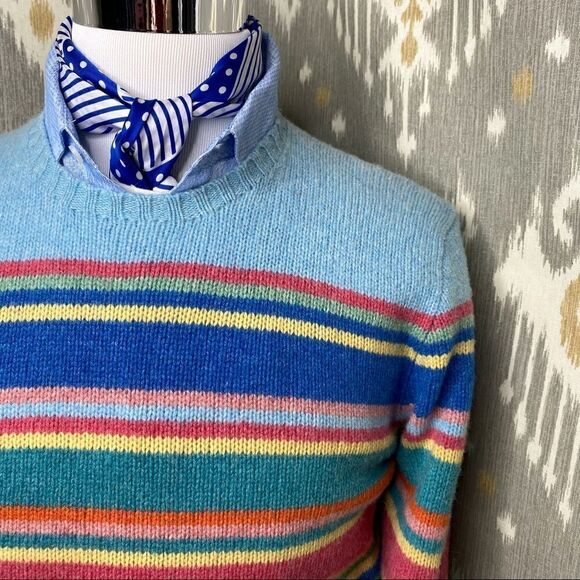Polo Ralph Lauren Pastel Multi Stripe Merino Wool Angora Crewneck L/S Sweater - Picture 12 of 16